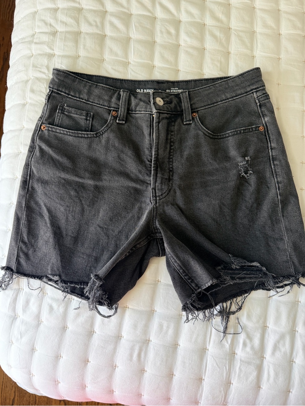 Old Navy Black Frayed Hem Denim Shorts